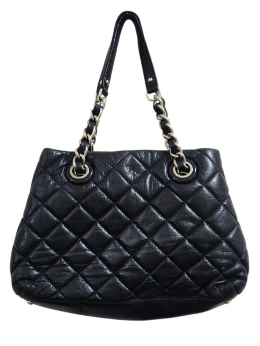 Kate Spade New York Black Quilted Leather Chain Shoulder Tote Bag Gold Tone - Picture 5 of 13